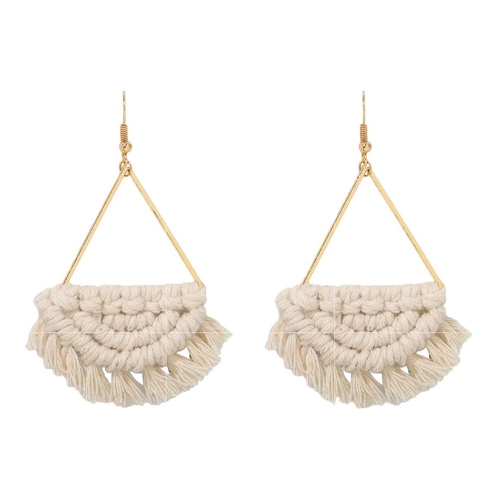 New Tide Bohemian Fan-shaped Tassel Earrings Seaside Hand-woven Earrings